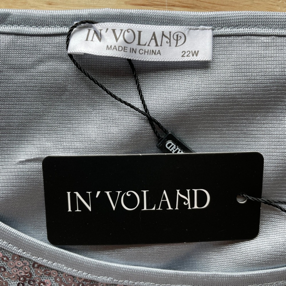 IN'VOLAND Womens 22W Sleeveless Silver Sequin Tank Top Glitter Sparkle - Picture 3 of 7